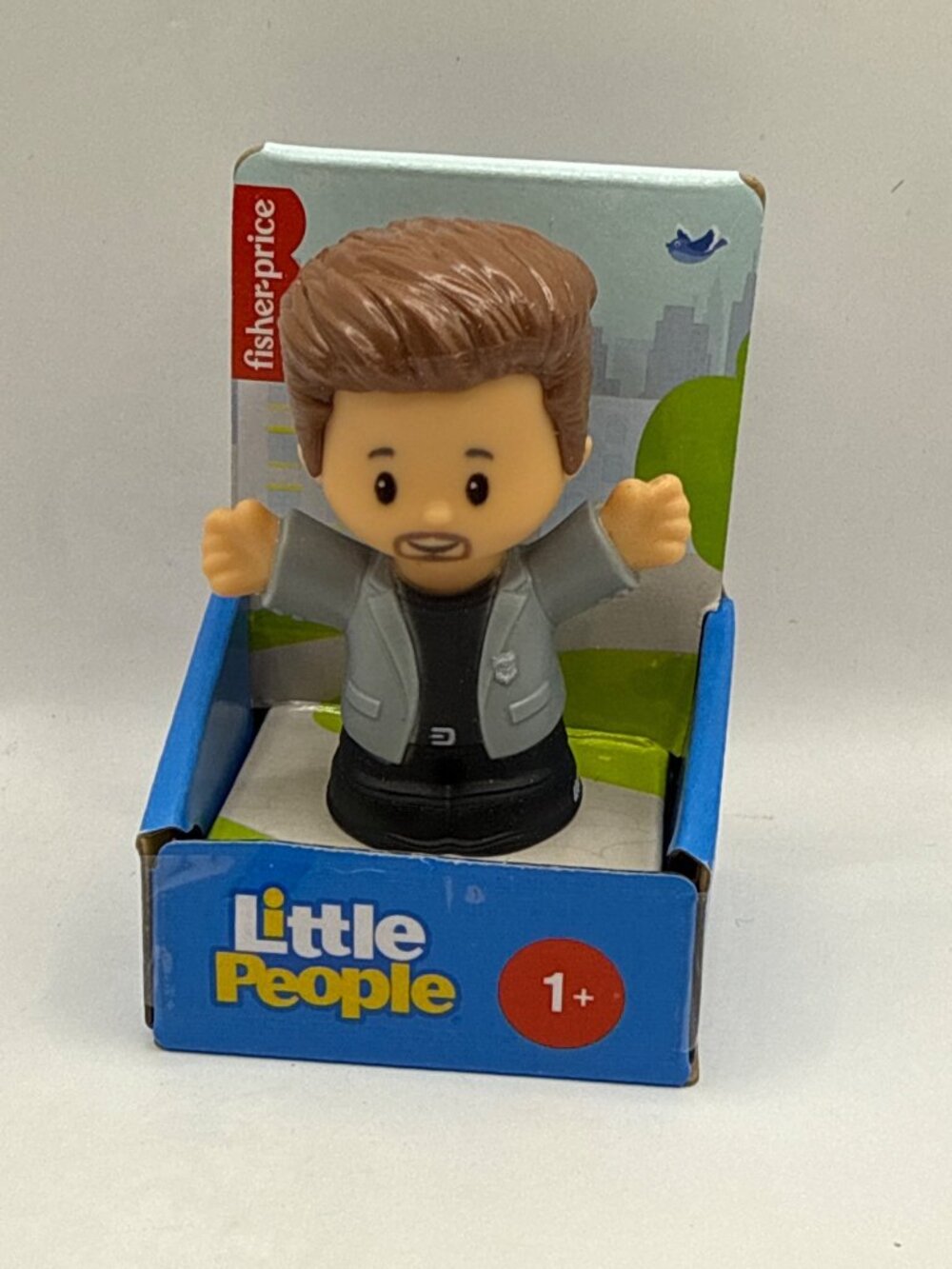 Fisher Price Little People Man Grey Jacket Beard Dad Figure Toy NIB HXC04